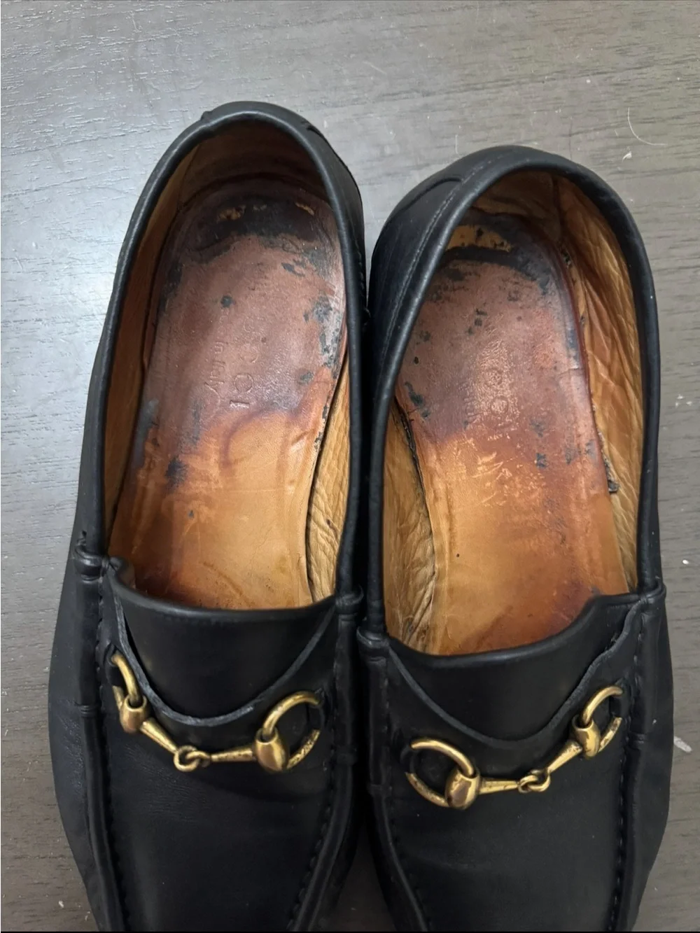 Gucci Black Leather Horsebit Slip-On Loafers